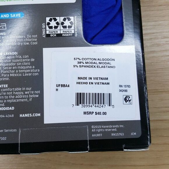 HANES Boxer Briefs Mens Medium Blue Red 4-Pack Ultimate Comfort Flex Fit - Picture 4 of 5